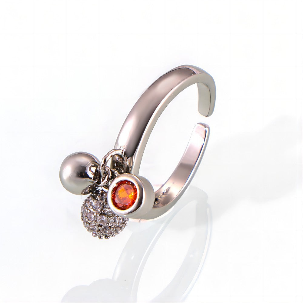 European & American Style Zircon Pendant Copper Ring - Fashion Jewelry for Women