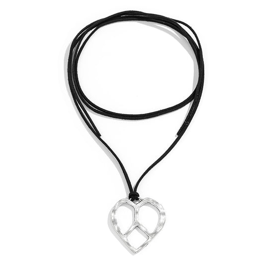 Exaggerated Metal Love Necklace with Adjustable Velvet Wax - Europe and United States inspired.