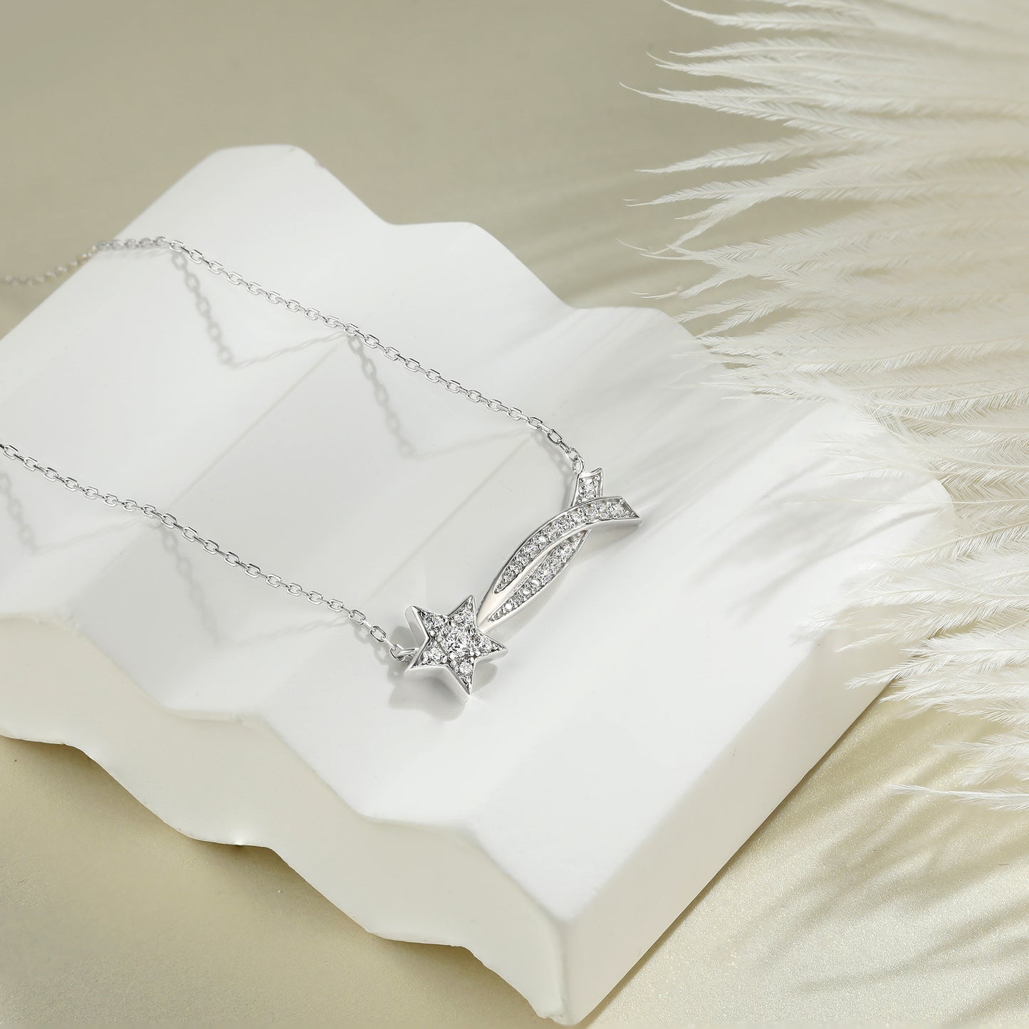 Planderful S925 Sterling Silver Bow Necklace With Long Pendant Zircon Gem For Women Light Luxury