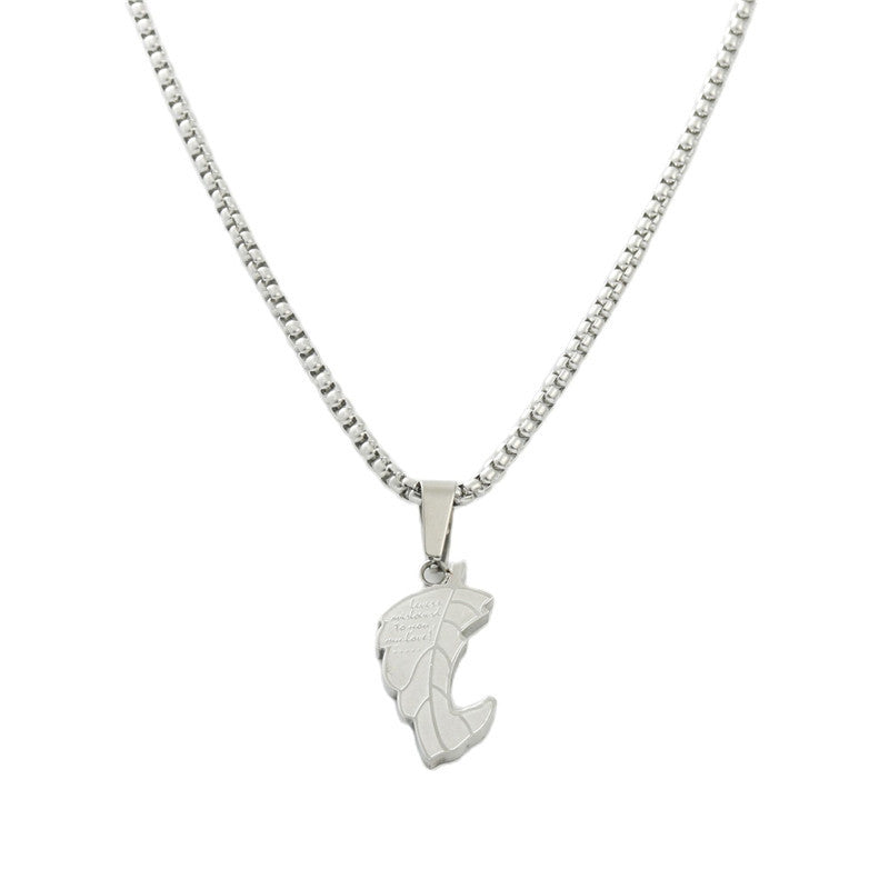 Stylish Titanium Steel Maple Leaf Pendant Necklace for Men - Retro Trendy Design