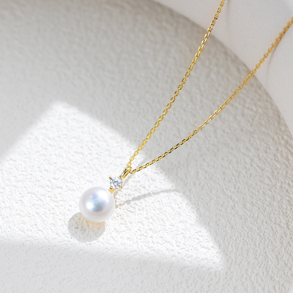 Planderful Shop S925 Sterling Silver Pearl Zircon Necklace For Women Collarbone Length Luxurious Jewelry