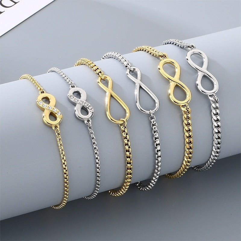 Minimalist Infinity Symbol Bracelet Unisex Commuter Design Sense 8 Characters Adjustable