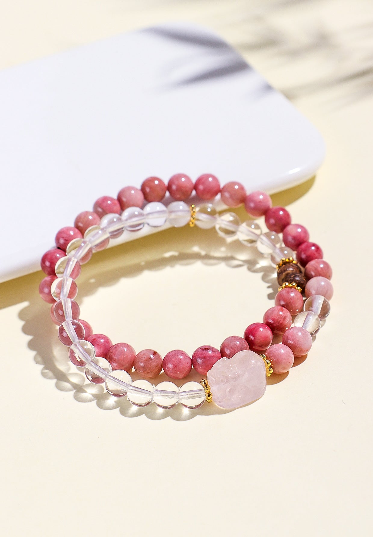 Planderful Fortune's Favor Bracelet – Elegant Natural Rose Stone Design