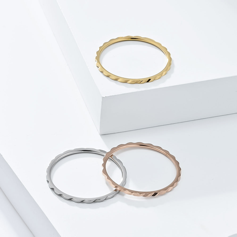 Planderful Titanium Steel Ring For Women 1mm Minimalist Elegant Everyday Jewelry