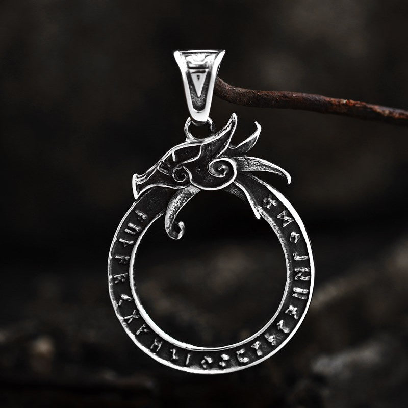 Retro Viking-Inspired Stainless Steel Dragon Pendant for Men - Wholesale Titanium Steel Accessories