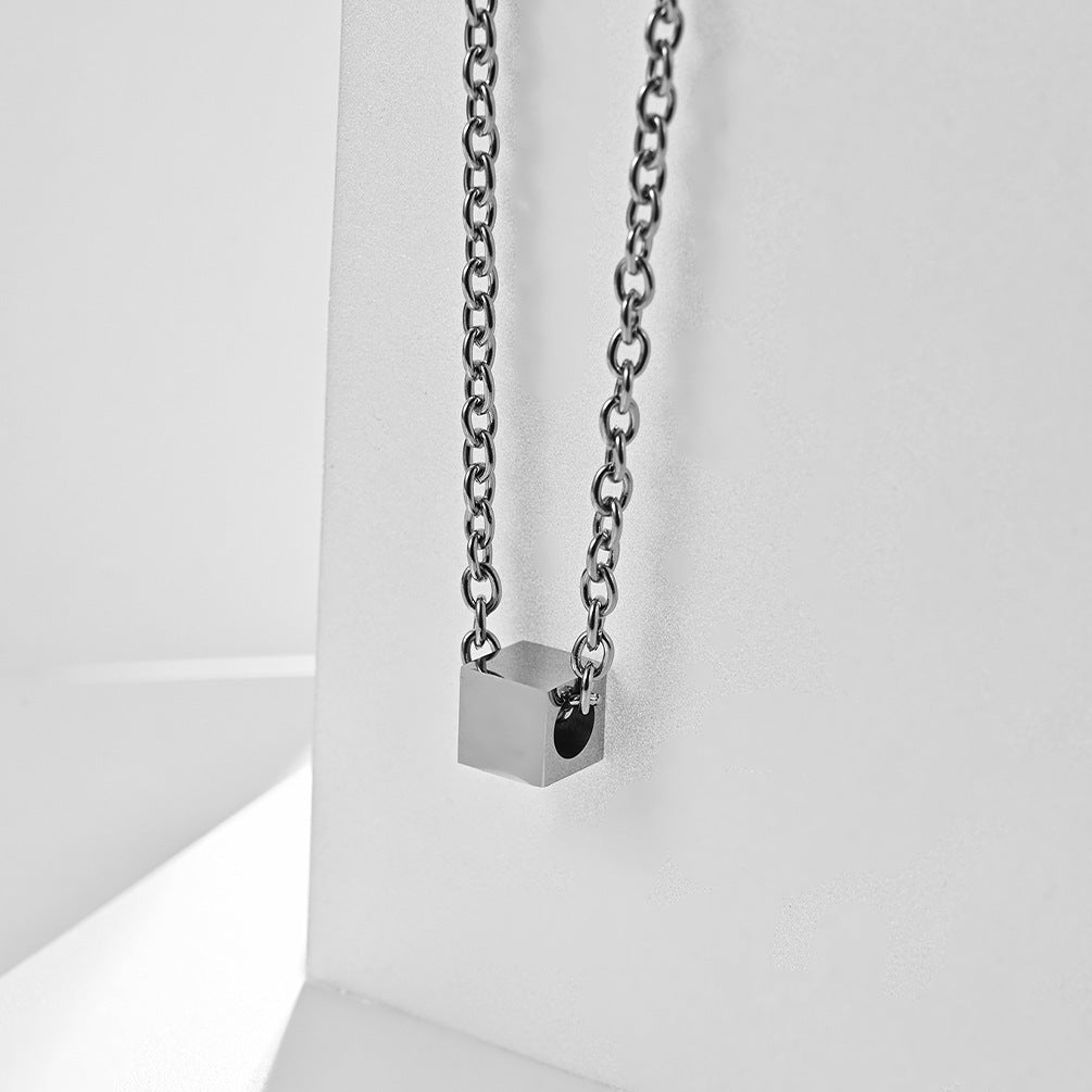 Geometric Square Titanium Necklace Unisex Minimalist Design By Planderful Everyday Genie Collection