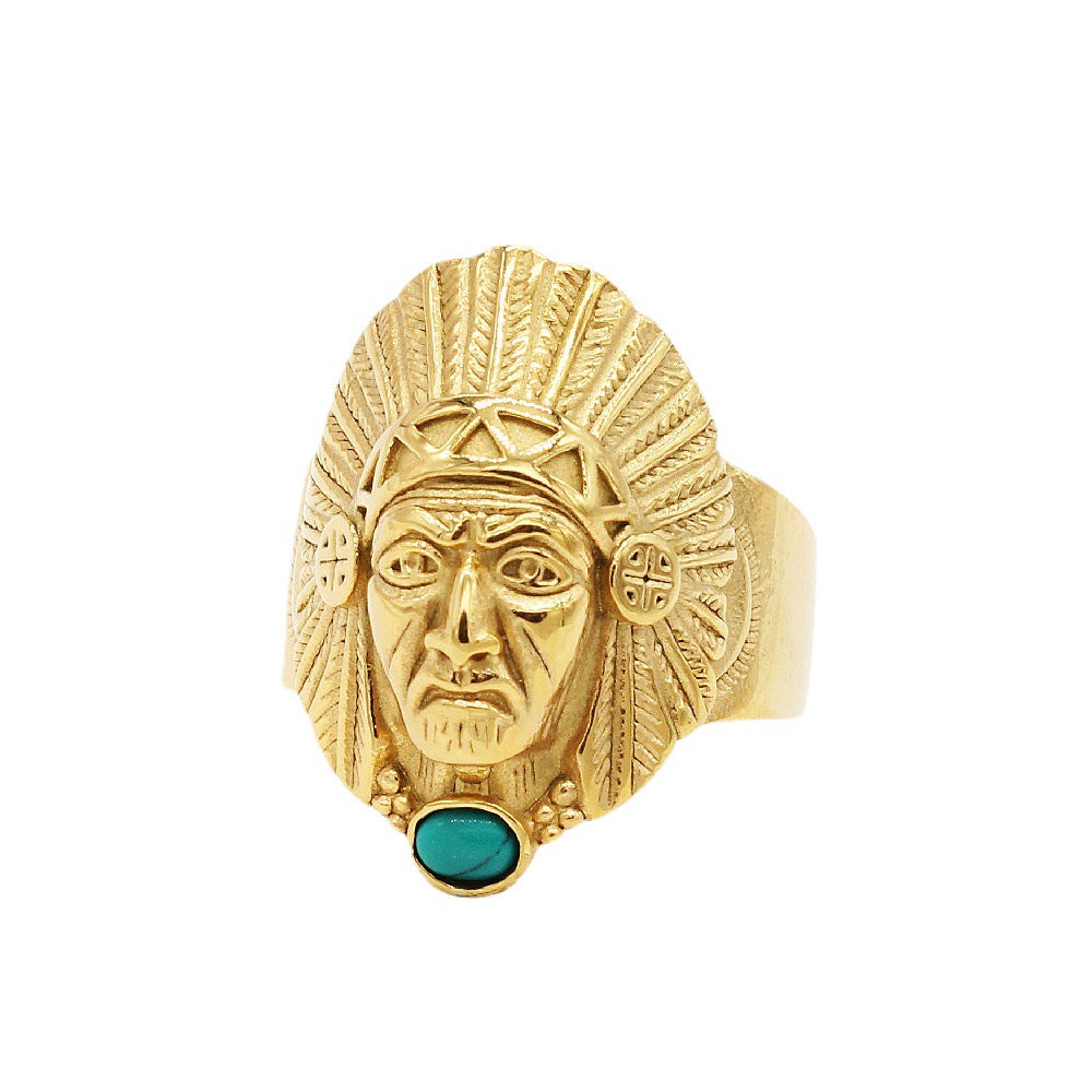 Indian Mask Titanium Steel Ring