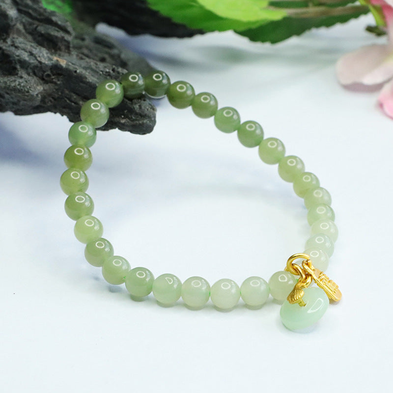Fortune's Favor Sterling Silver Bracelet with Natural Hetian Jade Gradient