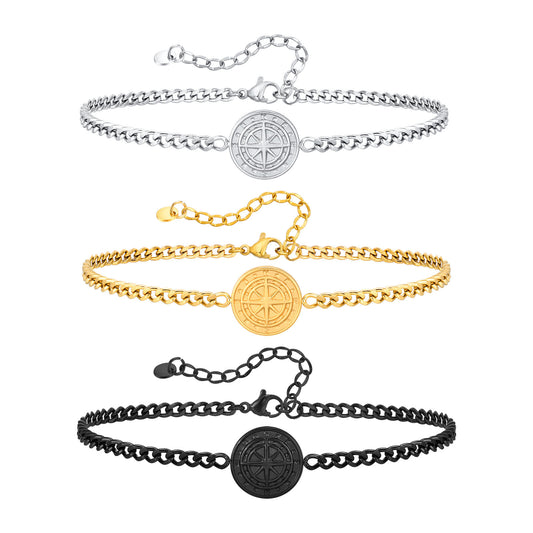 Men's Bracelet Stainless Steel Grinding Compass