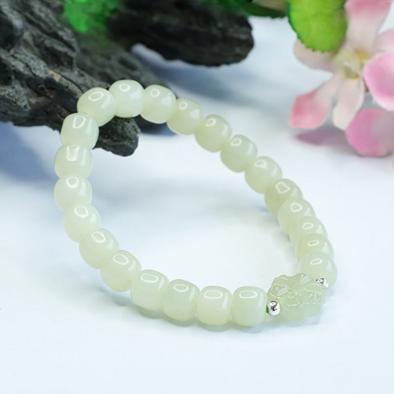 Qingshui Hetian Jade Petal Bead Bracelet