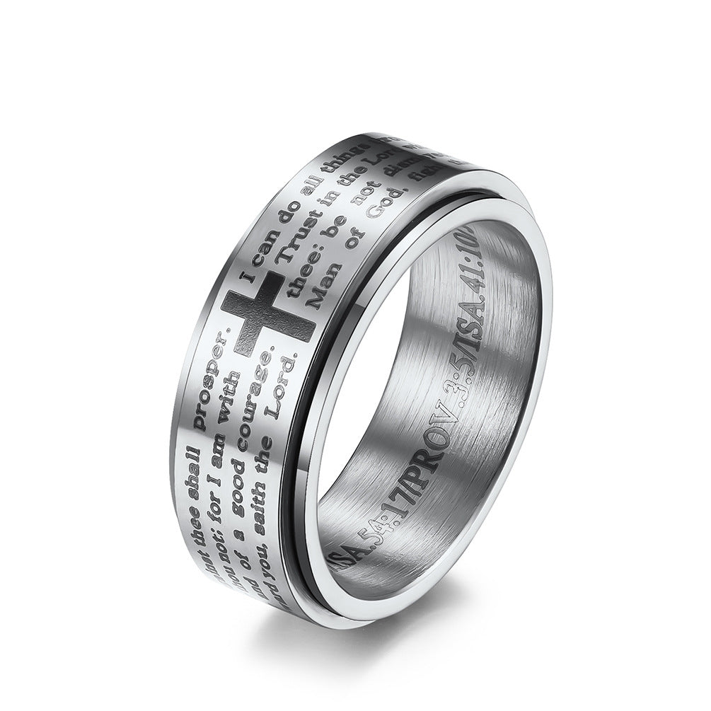 Planderful Self Motivation Ring Rotatable Titanium Steel Anxiety Relief Jewelry for Professionals and Students