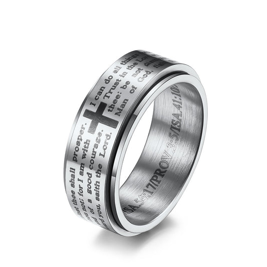 Planderful Self Motivation Ring Rotatable Titanium Steel Anxiety Relief Jewelry for Professionals and Students
