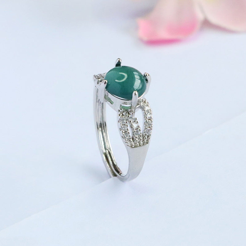 Blue-Water Jadeite Star Glow Ring