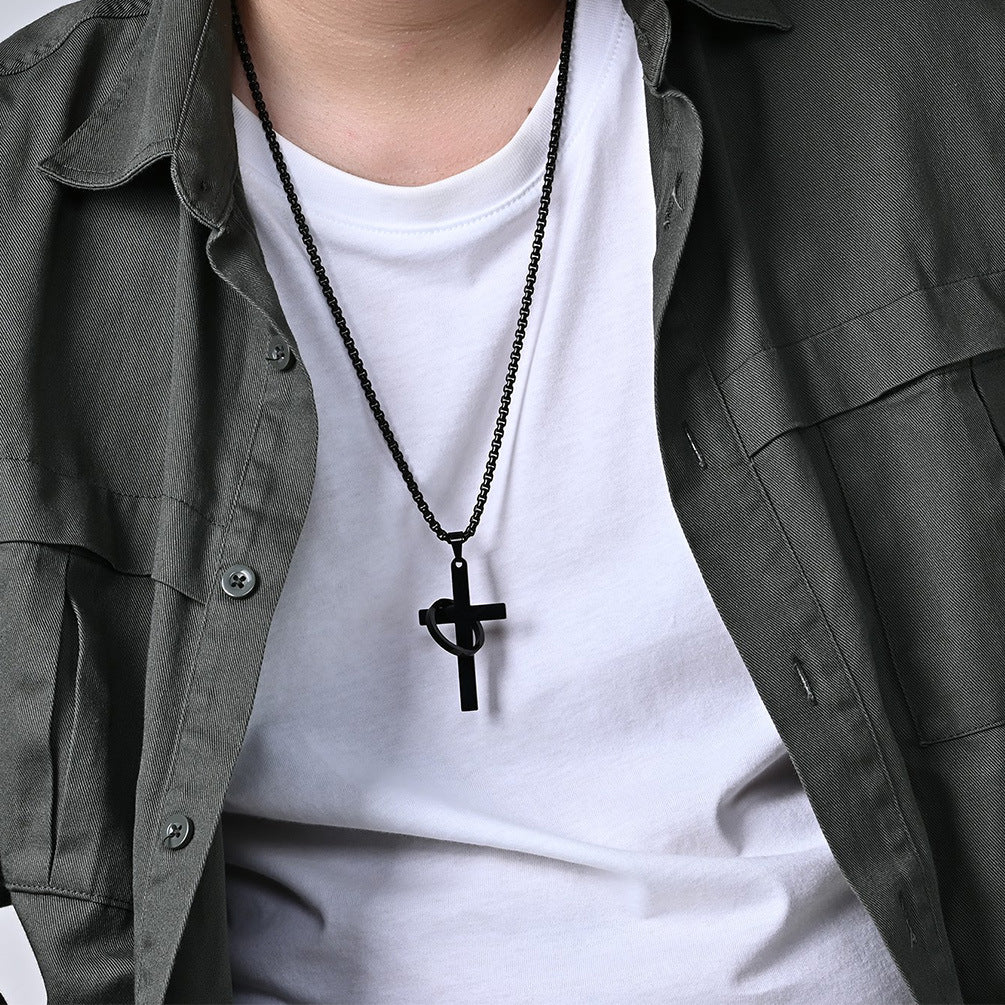 Neutral Style Genderless Hip Hop Stainless Steel Cross Pendant
