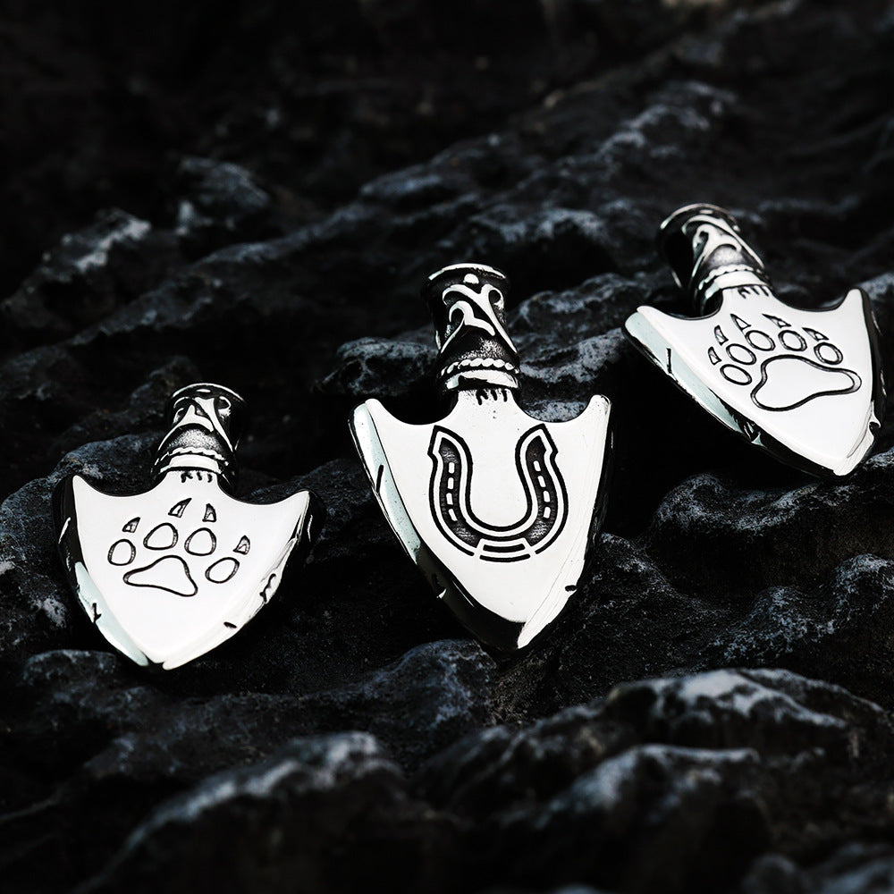 Planderful Viking Rune Triangle Pendant Titanium Steel DoubleSided For Men Norse Legacy Jewelry