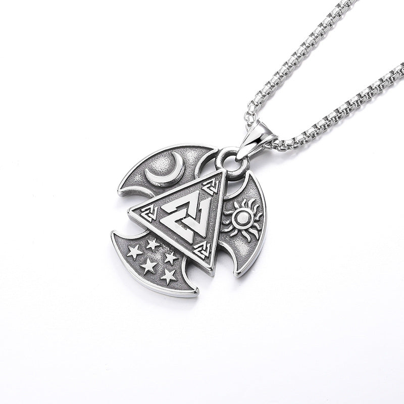 Steel Necklace - Statement Viking Tomahawk Knot