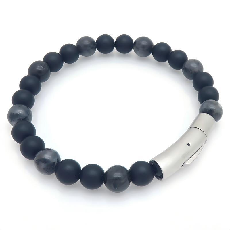 8mm Lapis Lazuli Tiger's Eye Agate Magnetic Suction Titanium Steel Elbow Buckle Men's Bracelet