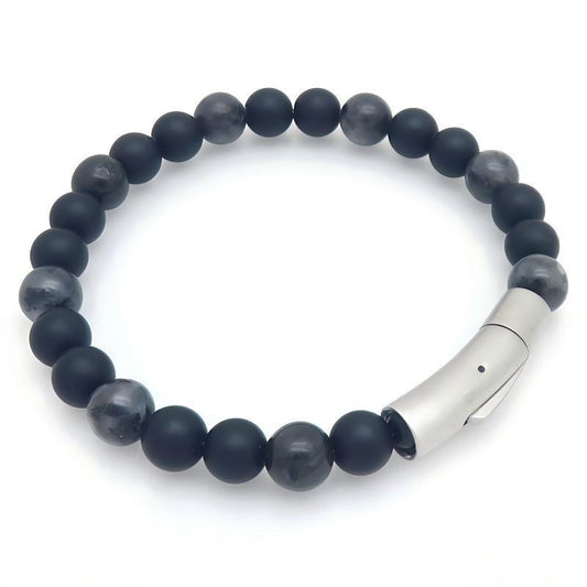 8mm Lapis Lazuli Tiger's Eye Agate Magnetic Suction Titanium Steel Elbow Buckle Men's Bracelet