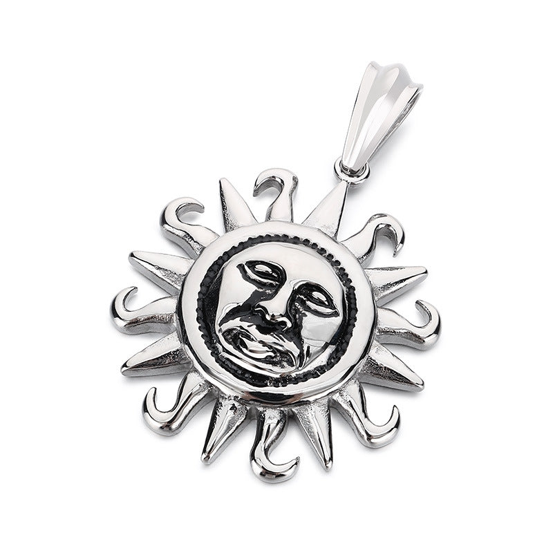 Planderful Sun God Pendant Stainless Steel Men Necklace