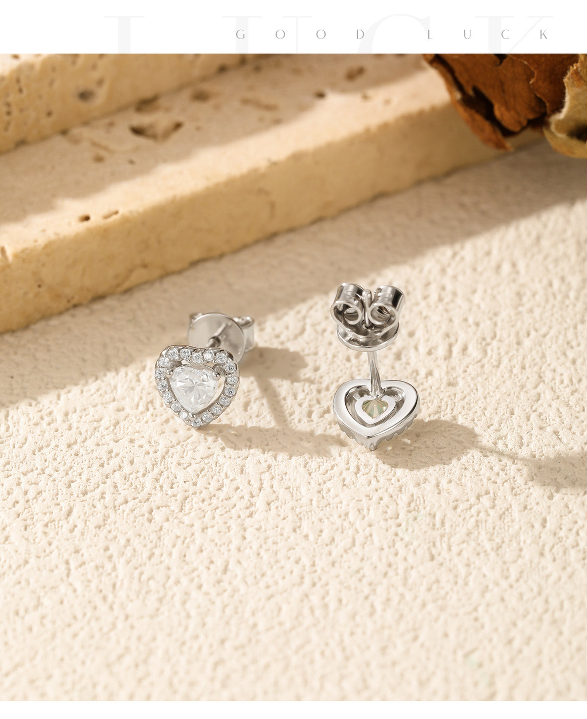 925 Sterling Silver Heart Moissanite Stud Earrings