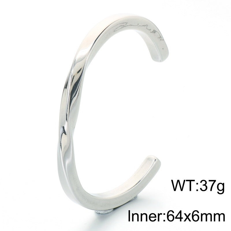 Mobius Twist Open Stainless Steel Bracelet Water Drop Double Head Stainless Steel Unisex