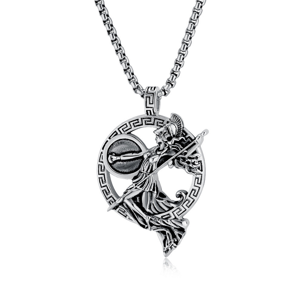 Planderful Greek Mythical Warrior Muse Durable Titanium Steel Necklace For Women Bold Minerva Pendant