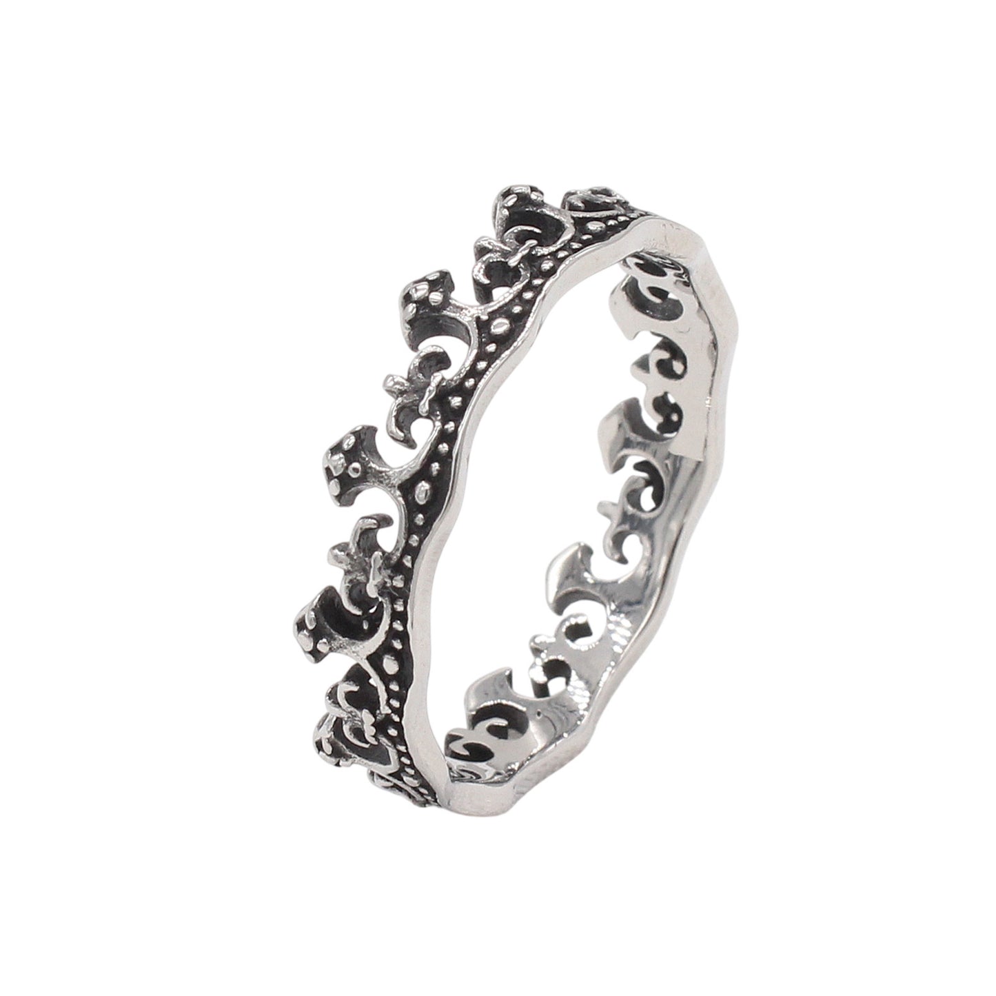 Planderful Jewelry Gothic Crown Ring In Titanium Steel Retro European Style Size 7 To 12