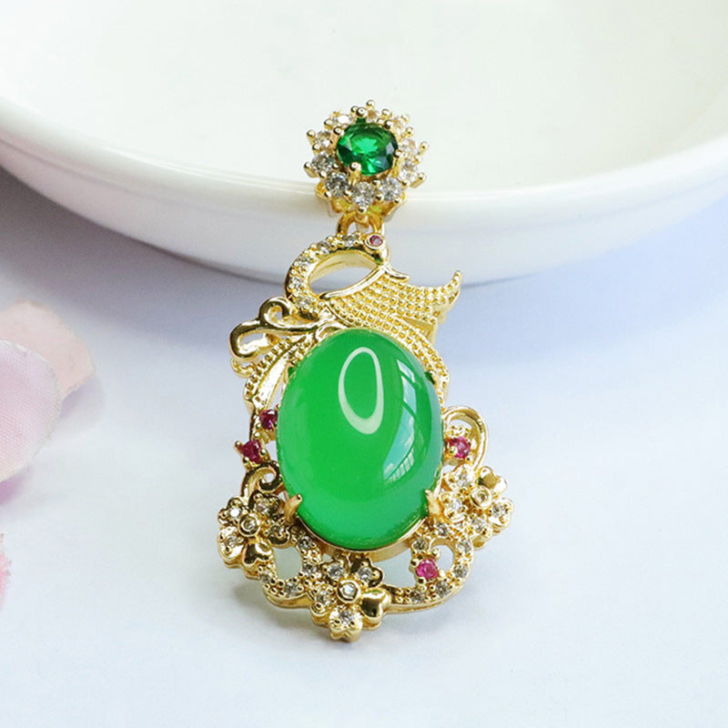 Phoenix Oval Chalcedony Zircon Necklace