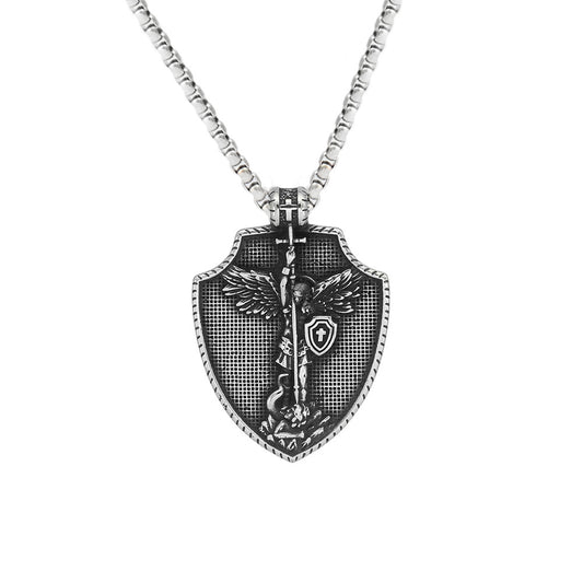 European And American Retro Angel Titanium Steel Pendant Necklace For Men