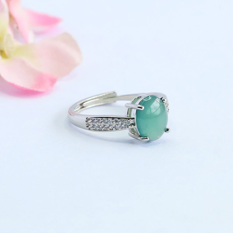 Blue-Water Jadeite Star Dew Ring