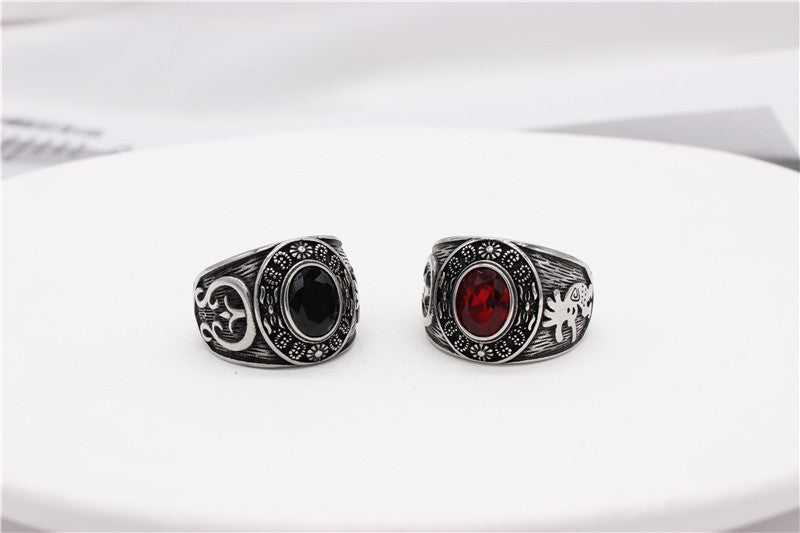 Planderful Gothic Totem Zircon Ring For Men Protection