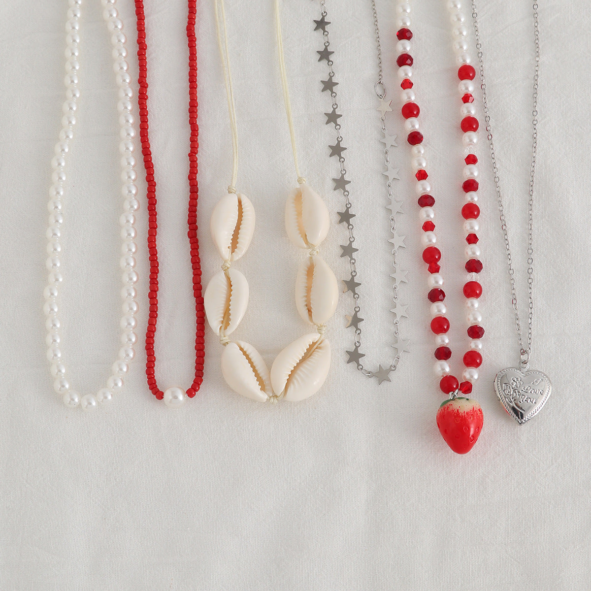 Shell Heart Pearl-Style Beach Necklace Set