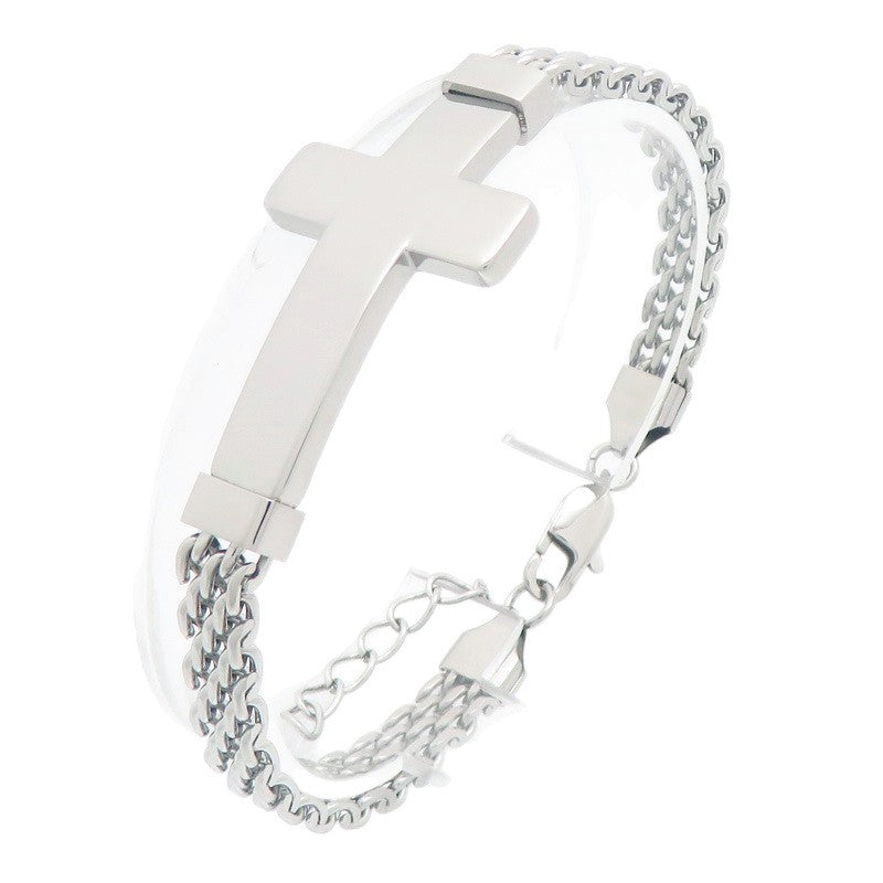 Strap Chain Bracelet – Street Shot Mesh Chain With Extension Chain Cross Curved Bar