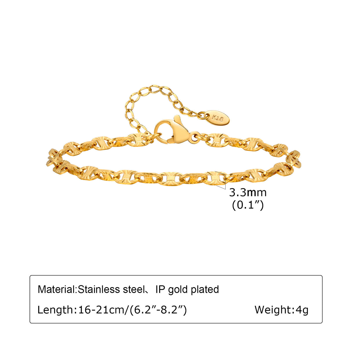 And Handmade Chain Gold Stainless Steel Bracelet Unisex
