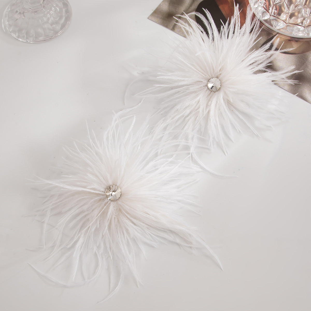Planderful Vienna Verve Feather Flower Stud Earrings With Fluffy Zircon Accents For Trendsetting Fashion Lovers