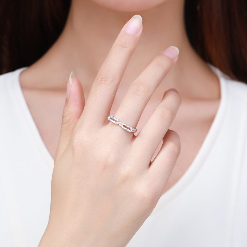 Elegant Sterling Silver Ring with Zircon Gemstones in Sizes 5-10