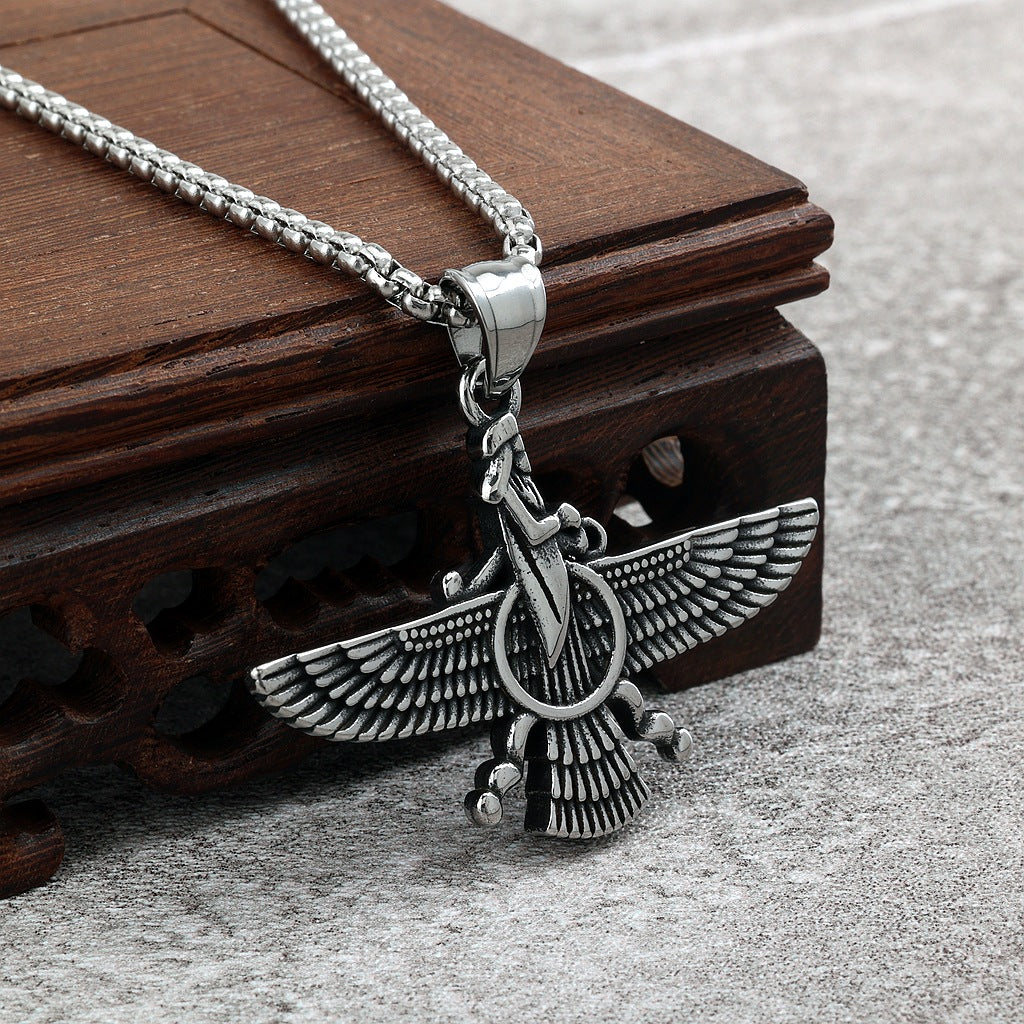 Vintage Egyptian Stainless Steel Men's Pendant Necklace