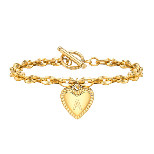 European – American Stainless Steel English Letter Gold Bracelet Women's