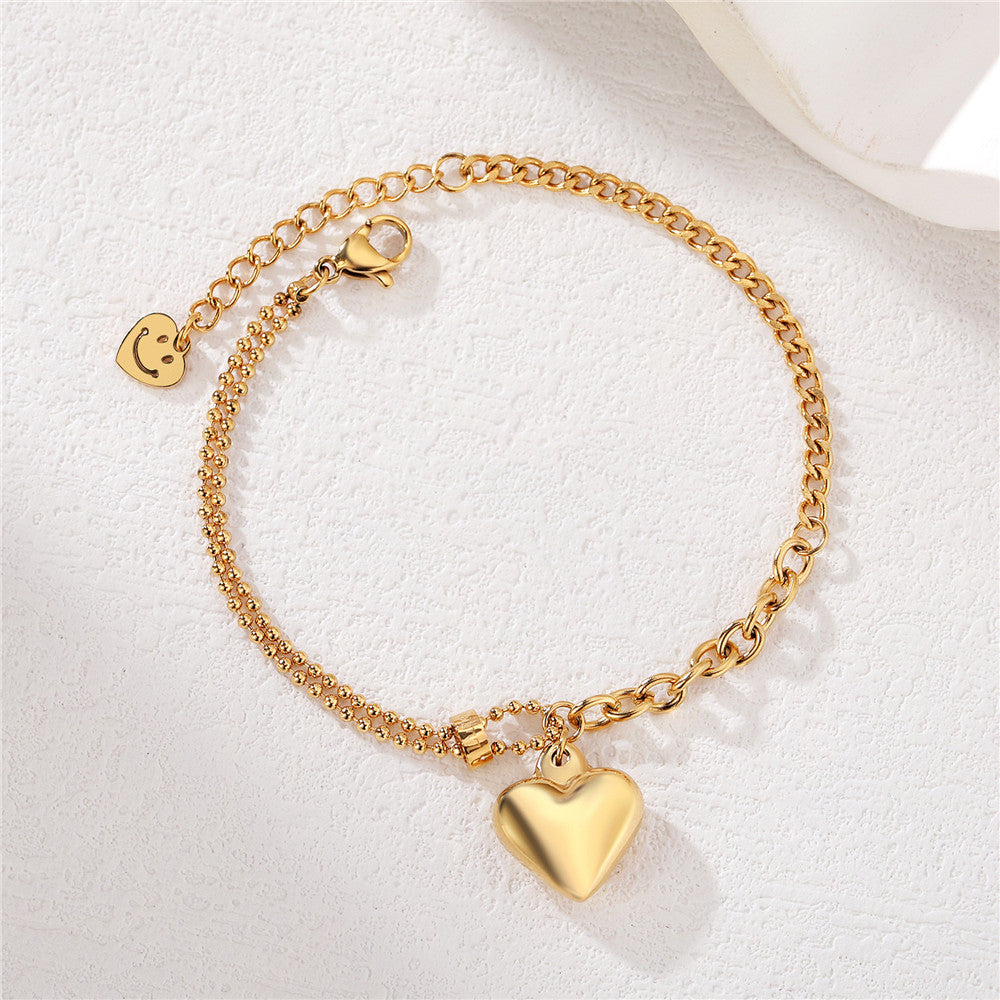 Titanium Steel Bracelet For Women Peach Heart Charm Minimalist Chic By Planderful Everyday Genie