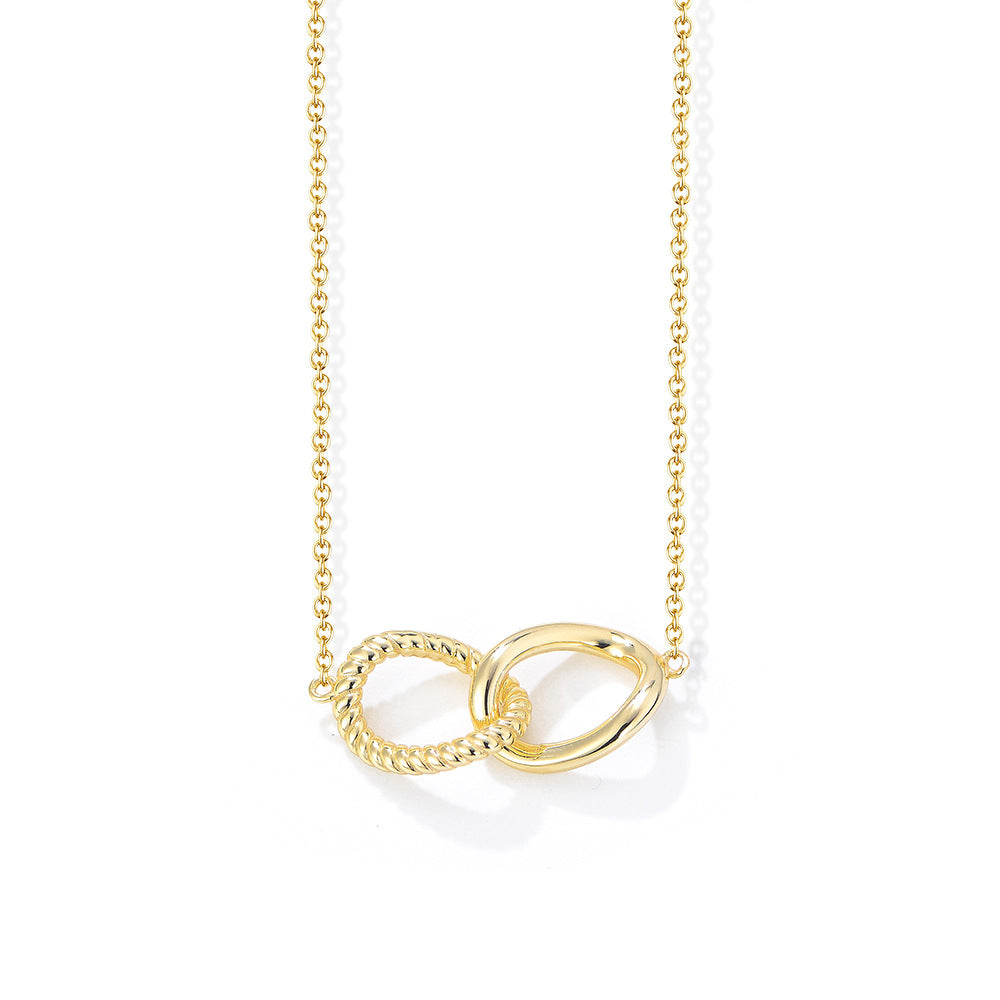 S925 Sterling Silver Geometric Twist Double Ring Buckle Necklace