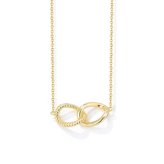 S925 Sterling Silver Geometric Twist Double Ring Buckle Necklace