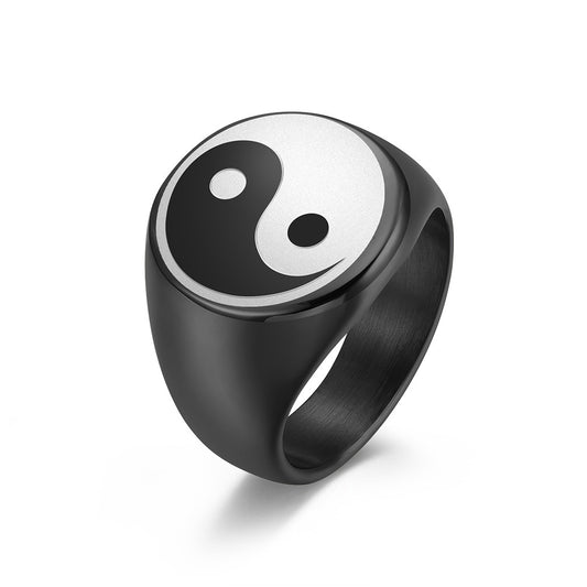 Planderful Taiji Yin Yang Ring For Men Stainless Steel Meditation Self Cultivation Taoist Temple