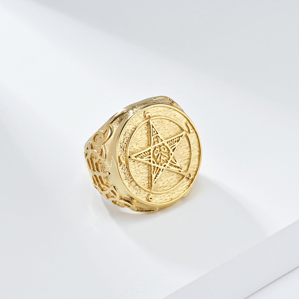 Steel Ring – Vintage Men's Pentagram