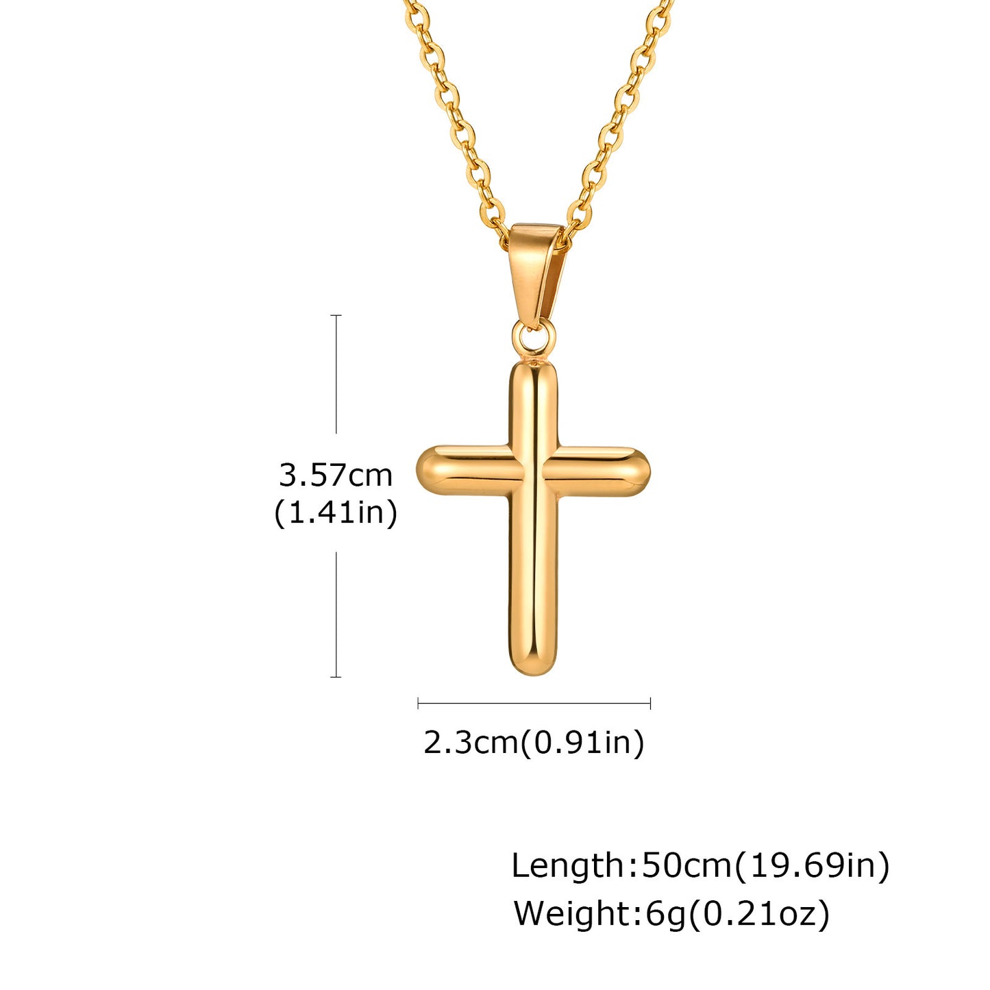 European And American Hip Hop Stainless Steel Cross Pendant Gold Necklace Men's Jewelry