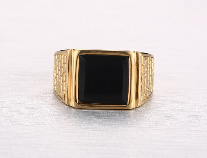 Manufacturer Spot Wholesale Stainless Steel Agate Gold Ring