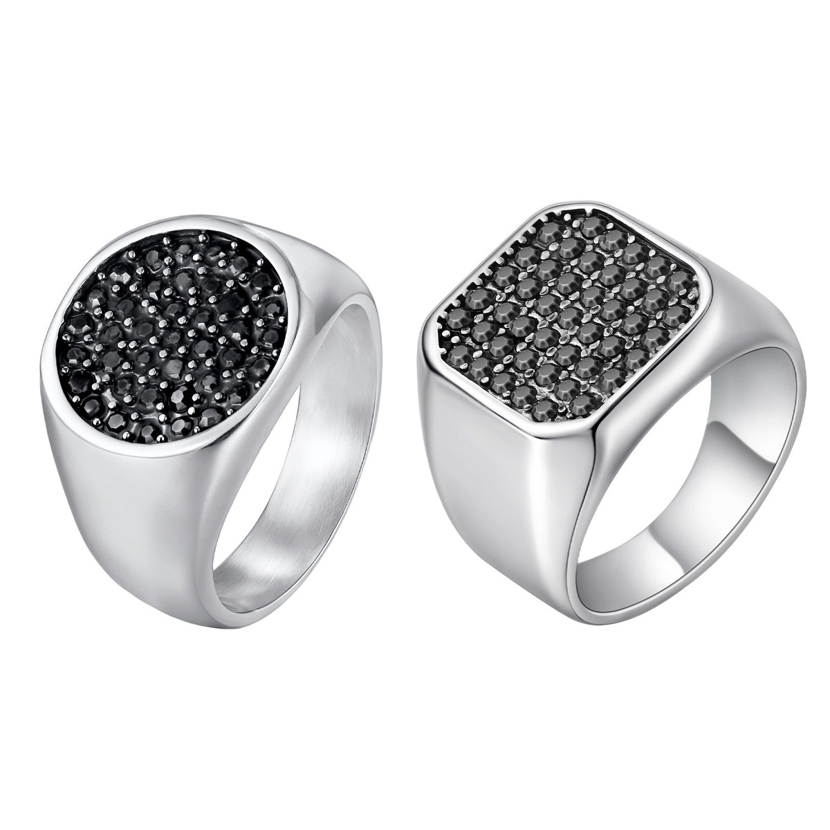Stainless Steel Ring With Gray Zircon – Nightclub Hip Hop Hiphop