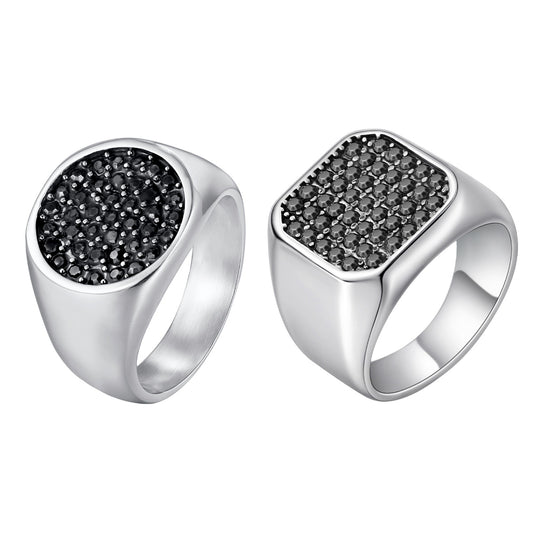 Stainless Steel Ring With Gray Zircon – Nightclub Hip Hop Hiphop