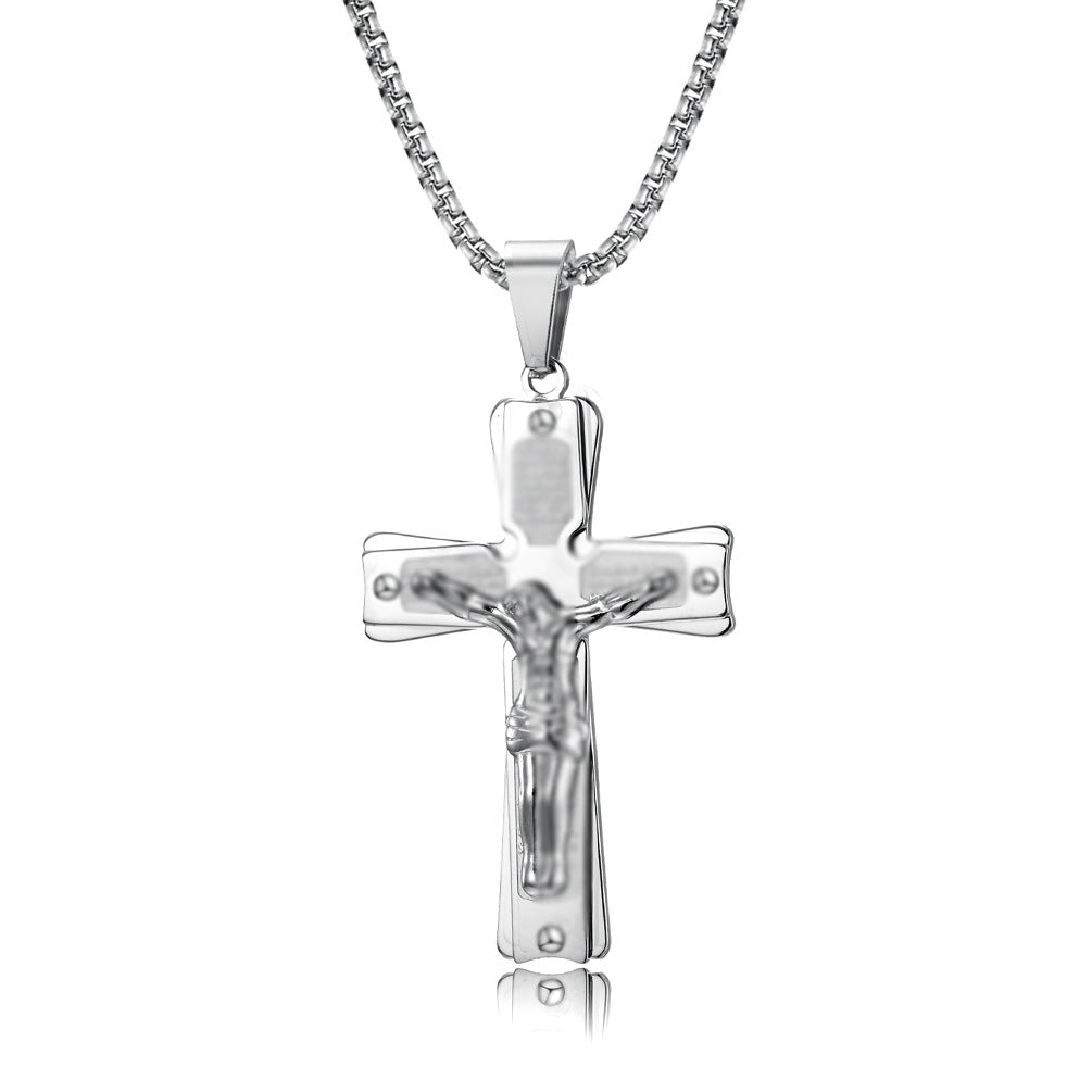 Timeless Titanium Steel Cross Necklace for Discerning Men