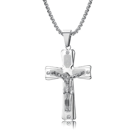 Timeless Titanium Steel Cross Necklace for Discerning Men