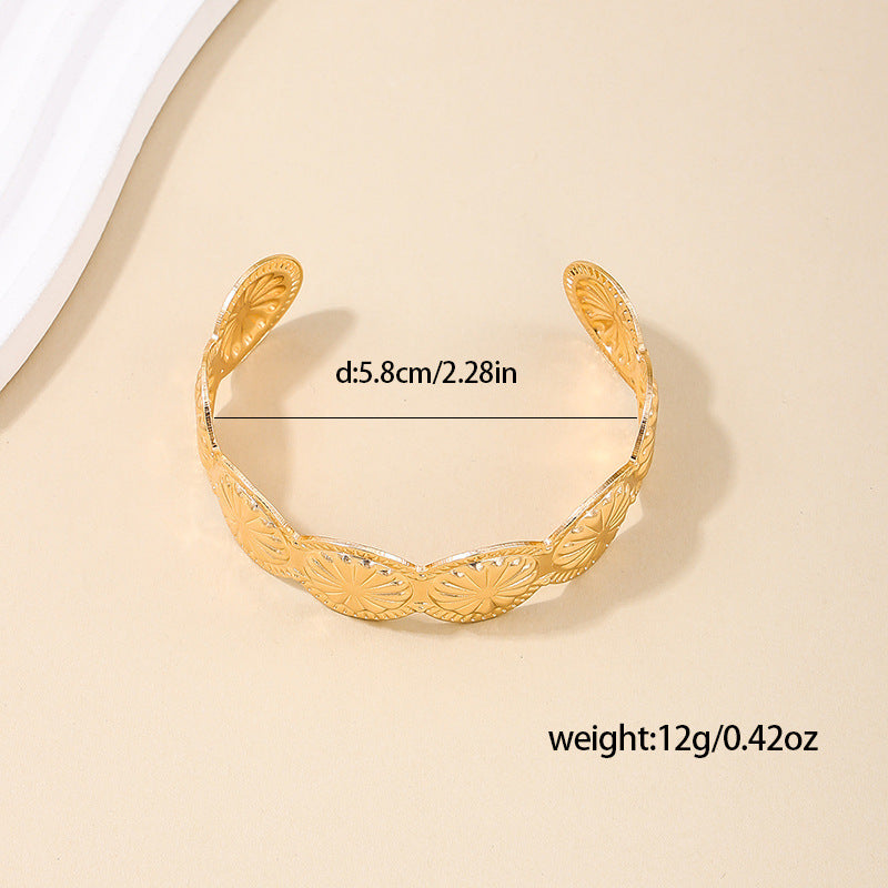 Exaggerated Geometric Floral Open Bracelet for Women - Vienna Verve Collection